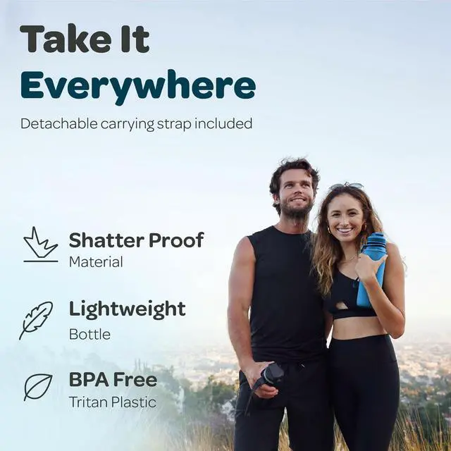 Alt view image 3 of 7 - Hydracy Water Bottle with Time Marker -Large BPA Free Water Bottle & No Sweat Sleeve -Leak Proof Gym Bottle with Fruit Infuser Strainer & Times to Drink -Ideal for Fitness Sports & Outdoors
