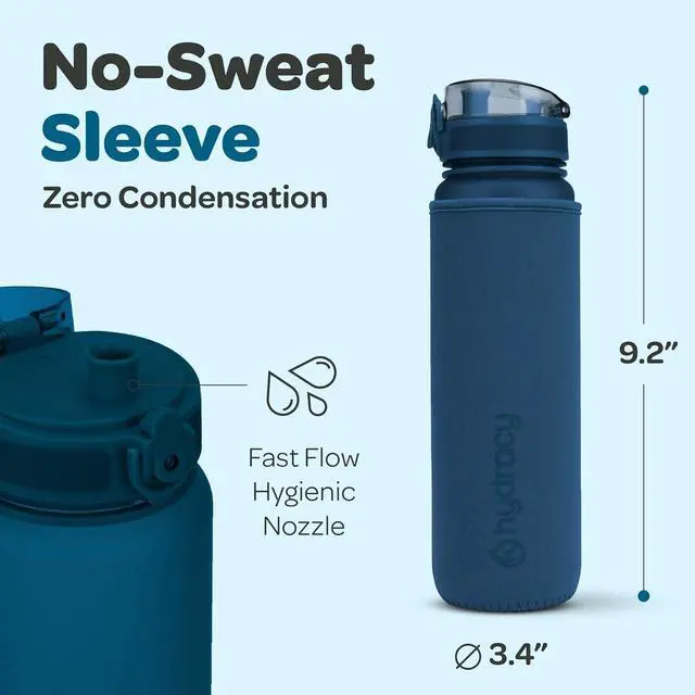 Alt view image 5 of 7 - Hydracy Water Bottle with Time Marker -Large BPA Free Water Bottle & No Sweat Sleeve -Leak Proof Gym Bottle with Fruit Infuser Strainer & Times to Drink -Ideal for Fitness Sports & Outdoors