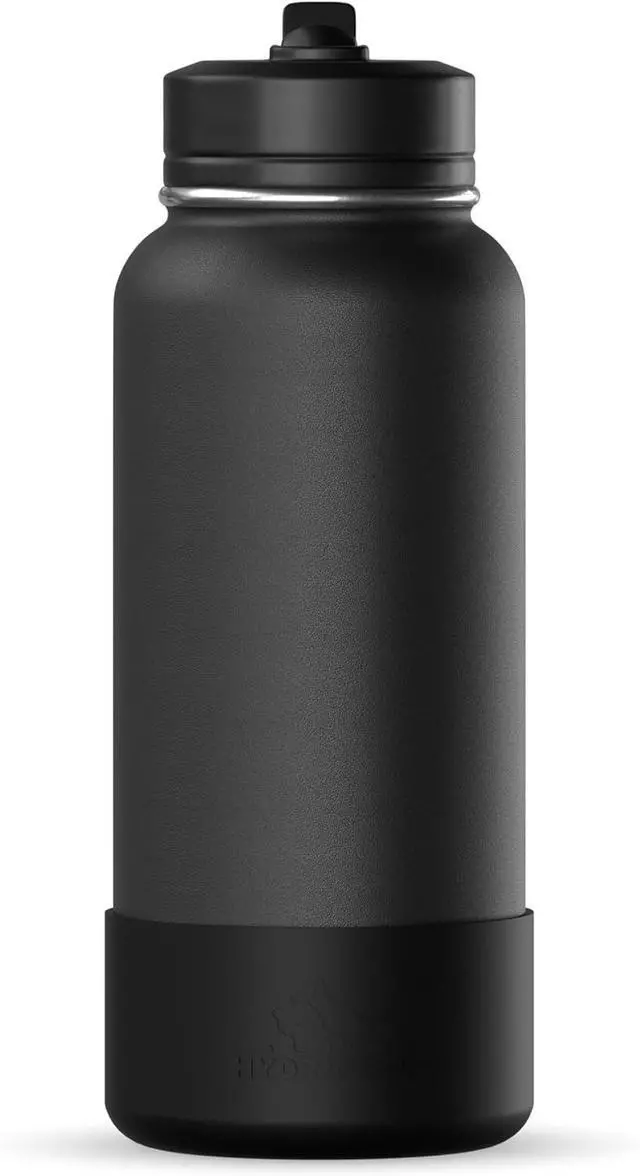 Main image of Hydrapeak 32oz Sport Insulated Water Bottle with Straw or Chug Lid, Leak & Spill Proof, Keeps Drinks Cold for 24 Hours, Hot for 12 Hours, Premium Stainless Steel Water Bottles (32oz, Black)