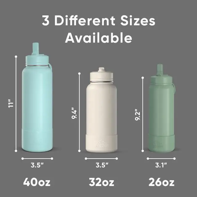 Alt view image 5 of 7 - Hydrapeak 32oz Sport Insulated Water Bottle with Straw or Chug Lid, Leak & Spill Proof, Keeps Drinks Cold for 24 Hours, Hot for 12 Hours, Premium Stainless Steel Water Bottles (32oz, Black)