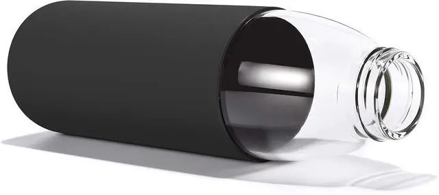 Alt view image 3 of 6 - veegoal 18 Oz Borosilicate Glass Water Bottles with Bamboo Lid, BPA-FREE, Non-Slip Silicone Sleeve, and Stainless Steel Leak Proof Lid - Reusable Glass Bottle for Men and Women