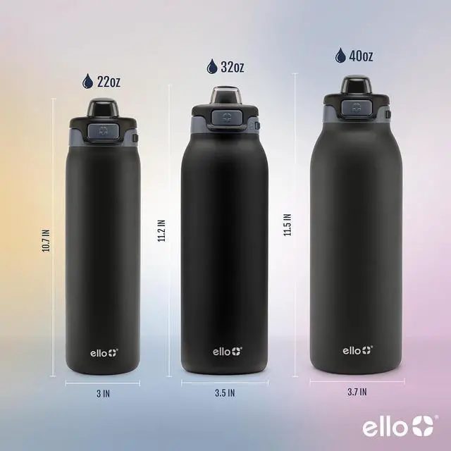 Alt view image 6 of 7 - Ello Pop & Fill Stainless Steel Water Bottle with Quick Fill Technology, Double Walled Vacuum Insulated Metal, Leak Proof Locking Lid, Sip & Chug, BPA Free, Holiday Gift for Him Her, 22oz, 32oz, 40oz