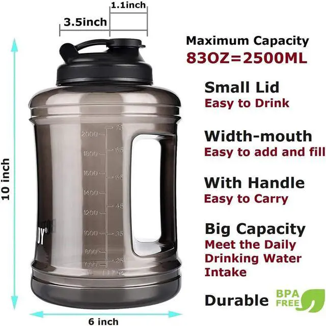 Alt view image 4 of 7 - Water Bottle with Handle 2.5L Large Sports Water Bottle Half Gallon BPA Free Plastic Water Bottles Wide Mouth Water Bottle 83oz Reusable Gym Water Jug for Home Drinking Outdoor Sports Hiking Fitness