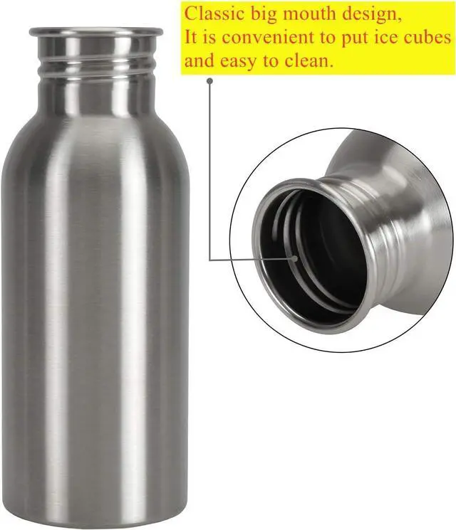 Alt view image 3 of 7 - Yopay 2 Pack Sports Water Bottle, 12OZ Single Walled 18/8 Stainless Steel Water Bottle for Cyclists, Runners, Hikers, Beach Goers, Picnics, Camping, Leak Resistant, Uninsulate