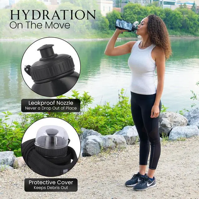 Alt view image 3 of 7 - Handheld Running Water Bottle (17oz) | Water Bottle Phone Holder | Secure Seal & Non-Slip Rubber Grip | Phone Holder for Running | Handheld Water Bottle Running | Running Water Bottle Hand