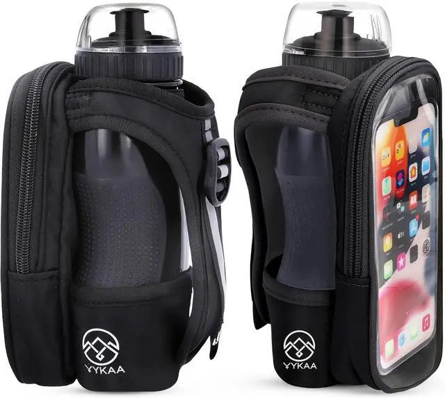 Alt view image 7 of 7 - Handheld Running Water Bottle (17oz) | Water Bottle Phone Holder | Secure Seal & Non-Slip Rubber Grip | Phone Holder for Running | Handheld Water Bottle Running | Running Water Bottle Hand