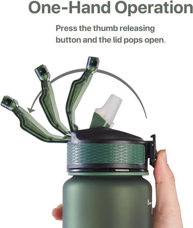 Alt view image 4 of 6 - EYQ 32 oz Water Bottle with Time Marker, Carry Strap, Leak-Proof Tritan BPA-Free, Ensure You Drink Enough Water for Fitness, Gym, Camping, Outdoor Sports