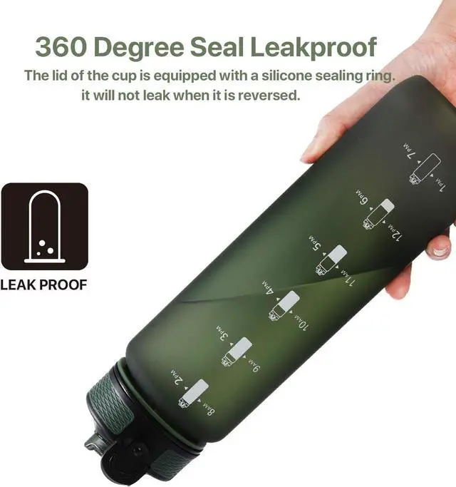 Alt view image 5 of 6 - EYQ 32 oz Water Bottle with Time Marker, Carry Strap, Leak-Proof Tritan BPA-Free, Ensure You Drink Enough Water for Fitness, Gym, Camping, Outdoor Sports