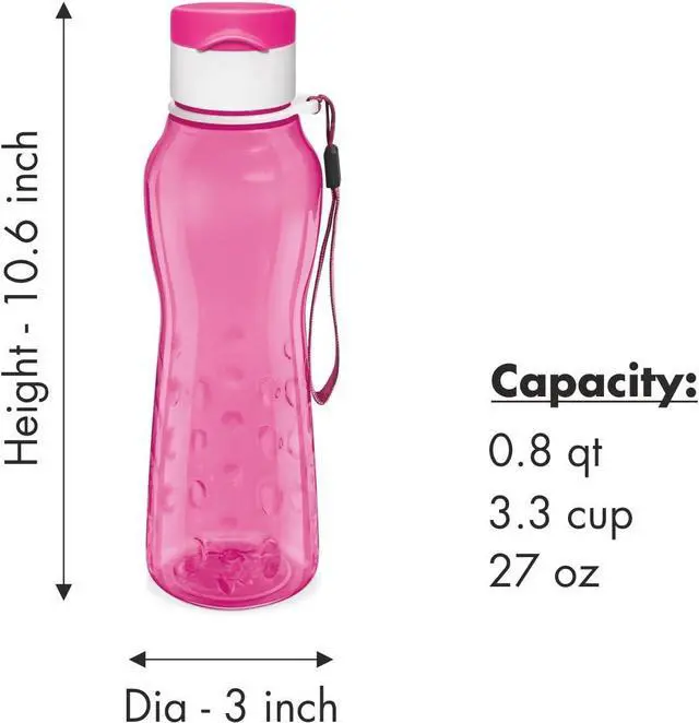 Alt view image 2 of 6 - MILTON Sports Water Bottle Kids Reusable Leakproof 25 Oz 4-Pack Plastic Wide Mouth Large Big Drink Bottle BPA & Leak Free with Handle Strap Carrier for Cycling Camping Hiking Gym Yoga Fitness