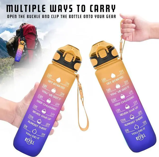 Alt view image 6 of 6 - Enerbone 32 oz Water Bottle with Times to Drink and Straw, Motivational Drinking Water Bottles with Carrying Strap, Leakproof BPA & Toxic Free, Ensure You Drink Enough Water for Fitness Gym Outdoor