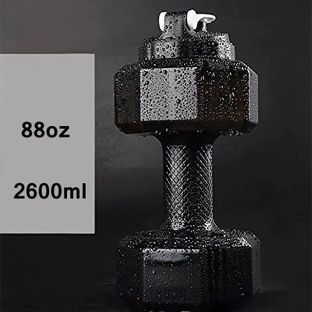 Alt view image 3 of 7 - 2.6L / 88oz Dumbbell Shape Water Bottle, Portable Weight Water Bottles, Dumbbells Travel Cup, PETG Eco-Friendly Cup for Gym, Yoga, Running, Outdoors, Cycling, and Camping