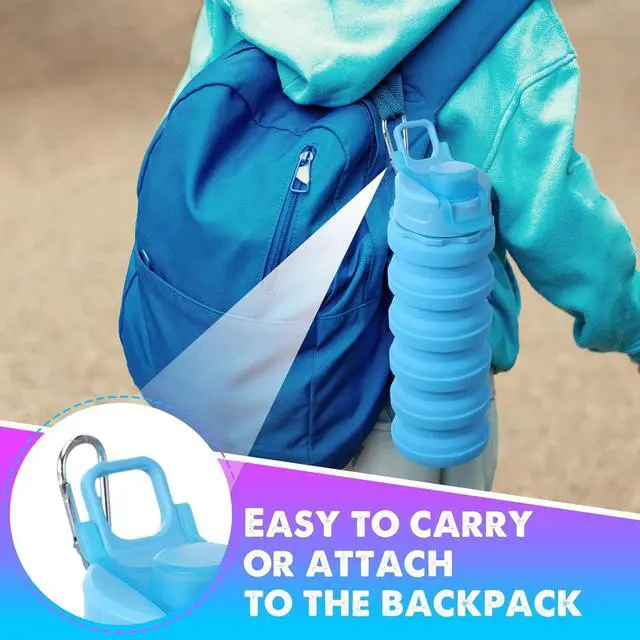 Alt view image 7 of 7 - CHENGU 5 Pcs Collapsible Water Bottles 16 oz Portable Foldable Water Bottles Silicone Leak Proof Travel Water Bottle Reusable Sports Water Bottle with Metal Clip for Camping Hiking Travel (Colorful)