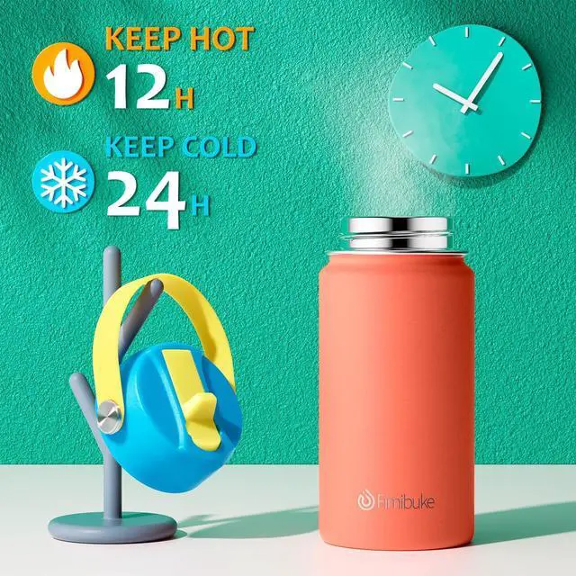 Alt view image 3 of 7 - Fimibuke Kids Insulated Water Bottle, 14oz BPA FREE Double Wall Vacuum Tumbler 18/8 Stainless Steel Leak Proof Kids Cups with Straw Metal Water Bottle for School Boys Girls (2 Pack, Ocean Life)