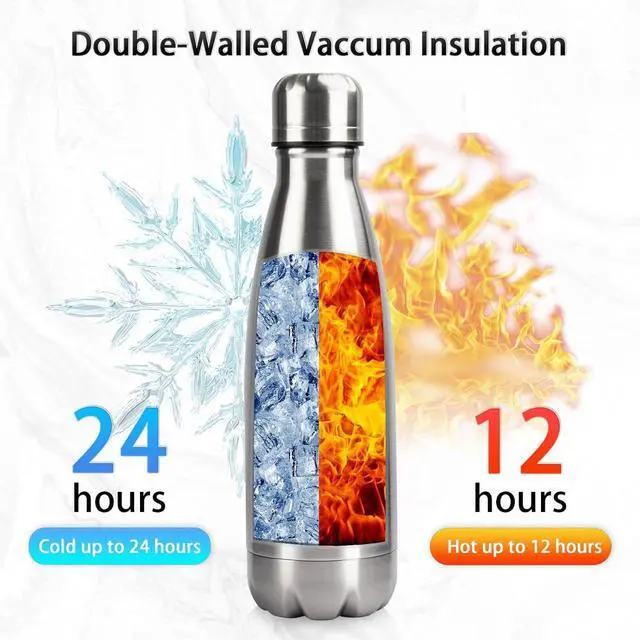Alt view image 2 of 7 - Insulated Water Bottle,2 Pack-12oz Stainless Steel Water Bottles with straw lid,Metal Sports Thermos Water Bottles for Boys,Girls,Double Wall Vacuum BPA-Free Flask for School,Sports & Travel-Silver