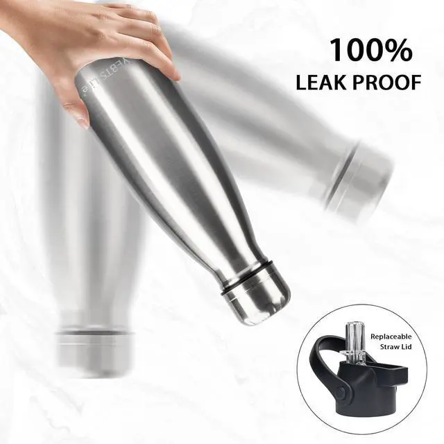 Alt view image 4 of 7 - Insulated Water Bottle,2 Pack-12oz Stainless Steel Water Bottles with straw lid,Metal Sports Thermos Water Bottles for Boys,Girls,Double Wall Vacuum BPA-Free Flask for School,Sports & Travel-Silver