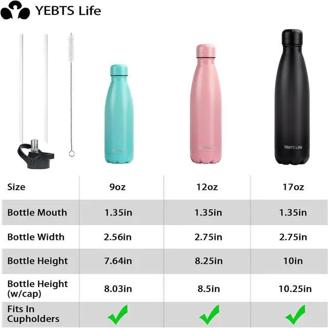 Alt view image 5 of 7 - Insulated Water Bottle,2 Pack-12oz Stainless Steel Water Bottles with straw lid,Metal Sports Thermos Water Bottles for Boys,Girls,Double Wall Vacuum BPA-Free Flask for School,Sports & Travel-Silver