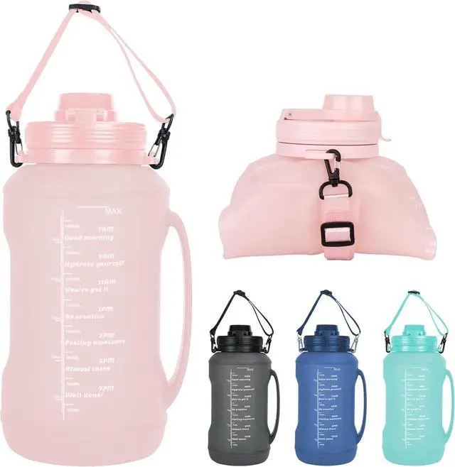 Main image of Collapsible Water Bottles, 2L/64OZ travel water bottle Bottle with Straw, Half Gallon Large Water Bottle for Travel Outdoor Sports Runing Fitness Yoga (Upgraded pink)