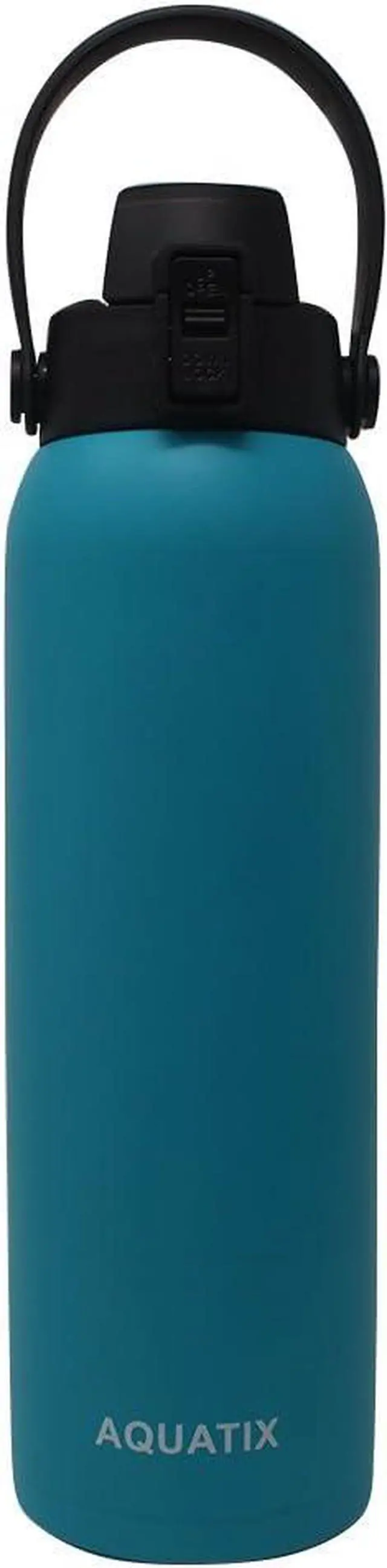 Main image of New Aquatix (Turquoise, 32 Ounce) Pure Stainless Steel Double Wall Vacuum Insulated Sports Water Bottle Convenient Flip Top Cap with Removable Strap Handle - Keeps Drink Cold 24 hr/Hot 6 hr