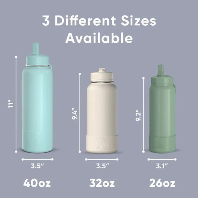 Alt view image 5 of 7 - Hydrapeak 32oz Sport Insulated Water Bottle with Straw or Chug Lid, Leak & Spill Proof, Keeps Drinks Cold for 24 Hours, Hot for 12 Hours, Premium Stainless Steel Water Bottles (32oz, Ice)