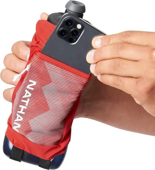 Alt view image 4 of 7 - Nathan Running Handheld Quick Squeeze Water Bottle. No-Grip Adjustable Hand Strap. 12oz / 18oz / Insulated. Reflective Hydration Water Bottle.