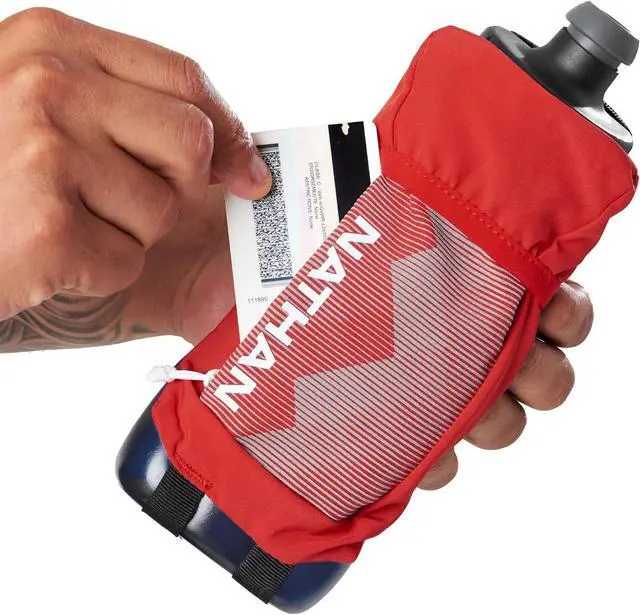 Alt view image 5 of 7 - Nathan Running Handheld Quick Squeeze Water Bottle. No-Grip Adjustable Hand Strap. 12oz / 18oz / Insulated. Reflective Hydration Water Bottle.