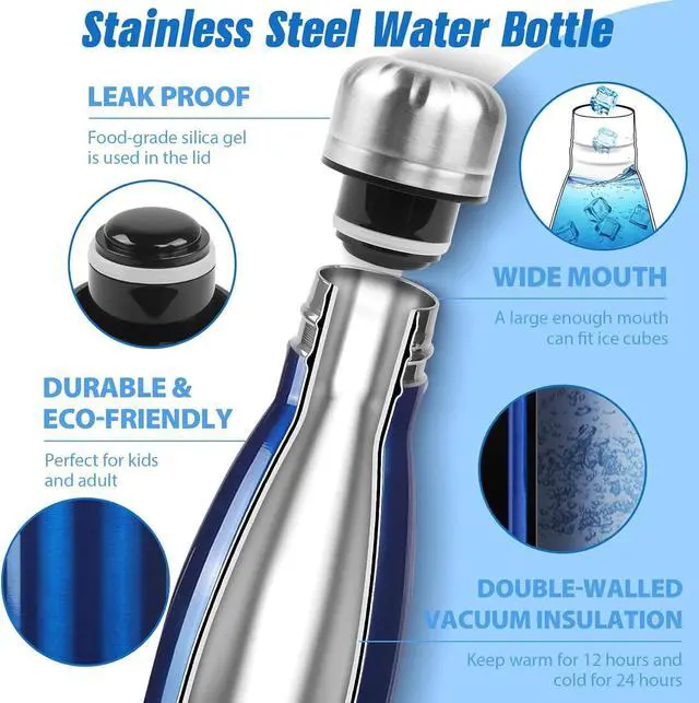 Alt view image 3 of 6 - Sfee Insulated Water Bottle, 17 oz Stainless Steel Water Bottles, Double Wall Vacuum Reusable Water Bottles Leak Proof BPA-FREE Sports Bottle Cup Keep Hot&Cold for Running Gym Workout Cycling Kids