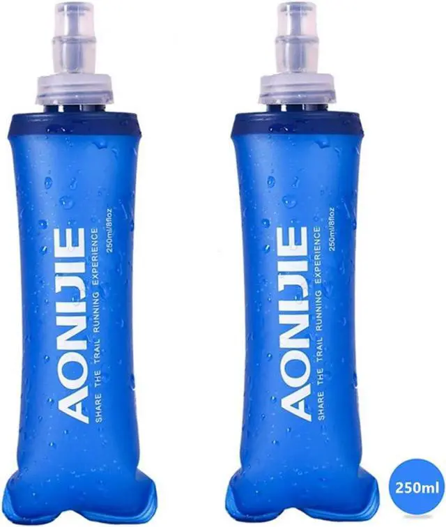 Main image of AONIJIE 2 Pack Soft Water Bottle, TPU Collapsible Flask Foldable Bottles for Hydration Pack, BPA-Free, for Running Hiking Cycling Climbing (2 Pcs - 250ml)