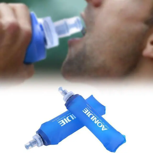 Alt view image 2 of 7 - AONIJIE 2 Pcs Sports Collapsible Water Bottle BPA Free - TPU Soft Drink Water Kettle Foldable Flask for Hiking Bicycling Running Climbing