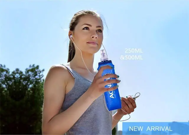 Alt view image 4 of 7 - AONIJIE 2 Pcs Sports Collapsible Water Bottle BPA Free - TPU Soft Drink Water Kettle Foldable Flask for Hiking Bicycling Running Climbing