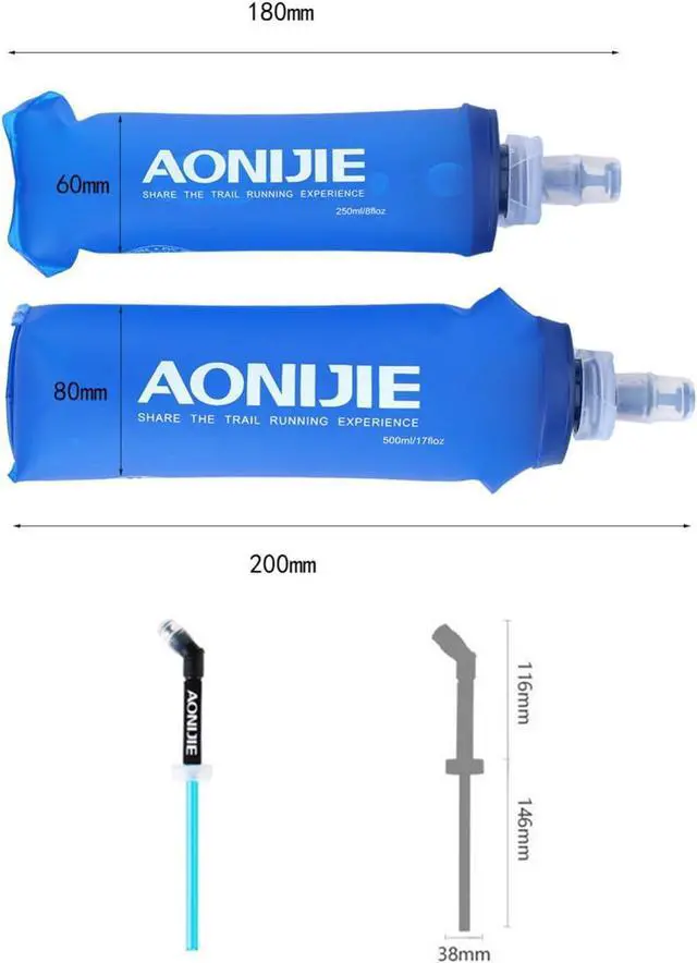 Alt view image 6 of 7 - AONIJIE 2 Pcs Sports Collapsible Water Bottle BPA Free - TPU Soft Drink Water Kettle Foldable Flask for Hiking Bicycling Running Climbing