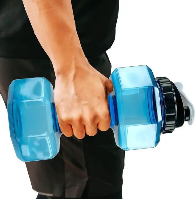 Alt view image 2 of 7 - Southern Homewares 2.2L Dumbbell Shape Water Bottle Exercise Gym Fitness Sports Workout Portable See Through, Blue, 5.65" x 5.65" x 11.90". (Model: SH-10336)