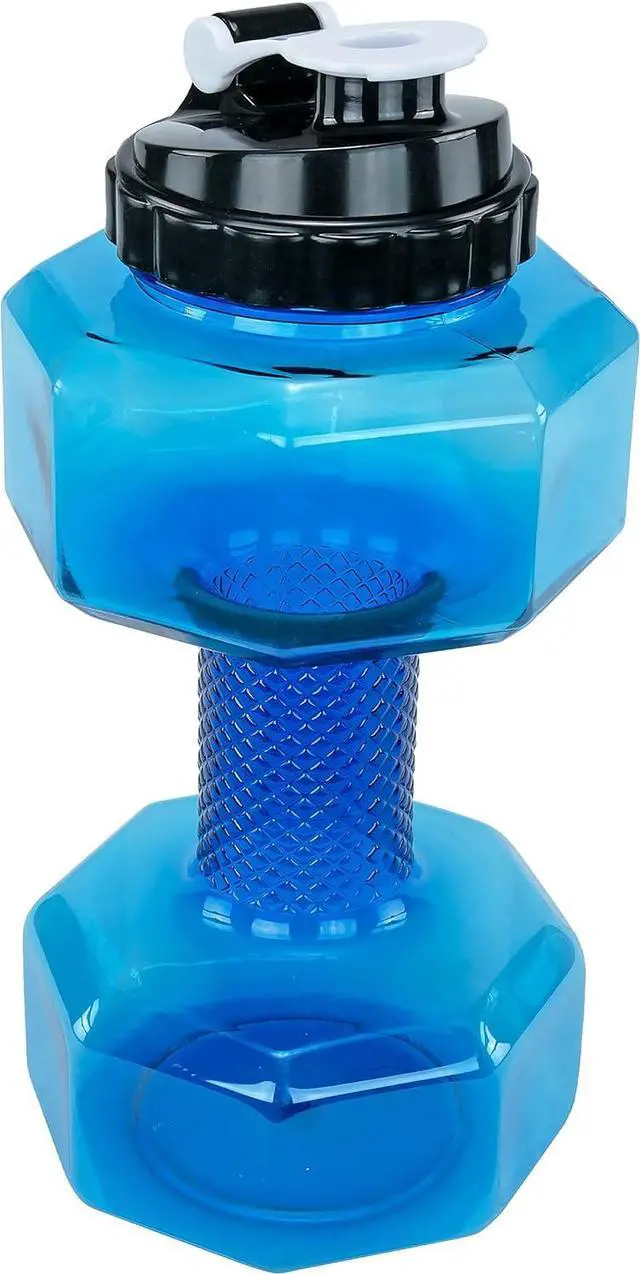 Alt view image 3 of 7 - Southern Homewares 2.2L Dumbbell Shape Water Bottle Exercise Gym Fitness Sports Workout Portable See Through, Blue, 5.65" x 5.65" x 11.90". (Model: SH-10336)