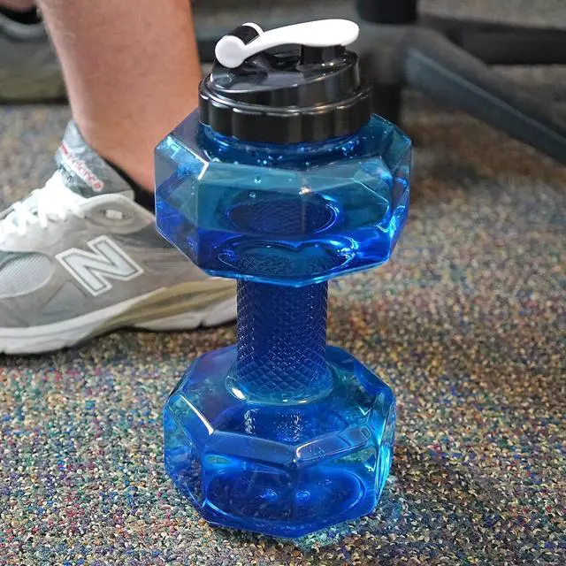 Alt view image 4 of 7 - Southern Homewares 2.2L Dumbbell Shape Water Bottle Exercise Gym Fitness Sports Workout Portable See Through, Blue, 5.65" x 5.65" x 11.90". (Model: SH-10336)