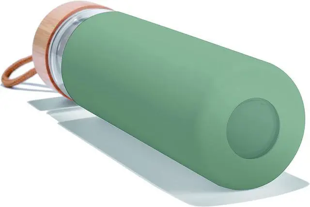 Alt view image 7 of 7 - 20 Oz Borosilicate Glass Water Bottles with Silicone Sleeve BPA Free, Dishwasher Safe - Reusable Clear Glass Drinking with Leak Proof Bamboo Lid | Perfect Gym Water Bottles for Men & Women