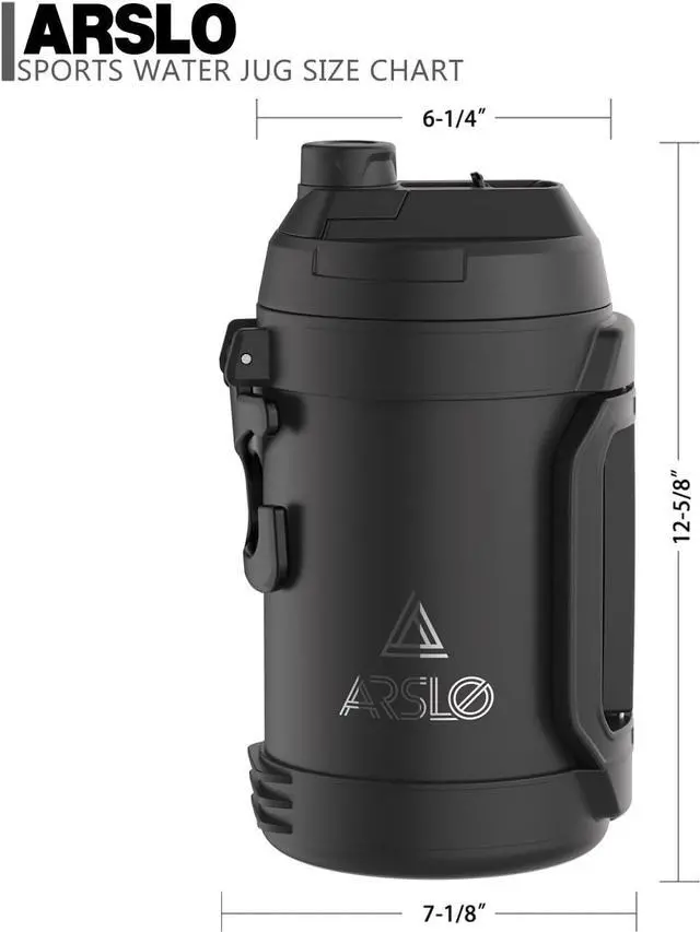 Alt view image 5 of 7 - Sports Water Jug - Gallon Water Bottle - Large Insulated Stainless Steel Bottle for Gym, Workouts, Basketball, Football, Soccer - Keep Water Cold for Up To 24 Hours - 108 Ounce (Black)