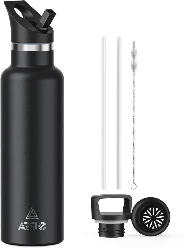 Main image of Stainless Steel Double Wall Water Bottles 25 Ounce, Vacuum Insulated Bottle With Straw Lid, Insulated Water Bottle Keeps Water Cold for 24 Hours, Hot for 12 Hours, Hiking, Sports