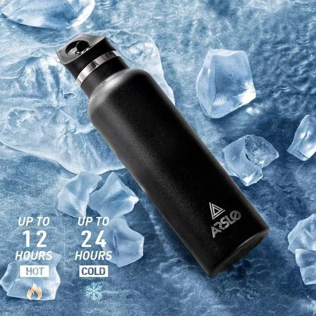 Alt view image 3 of 7 - Stainless Steel Double Wall Water Bottles 25 Ounce, Vacuum Insulated Bottle With Straw Lid, Insulated Water Bottle Keeps Water Cold for 24 Hours, Hot for 12 Hours, Hiking, Sports