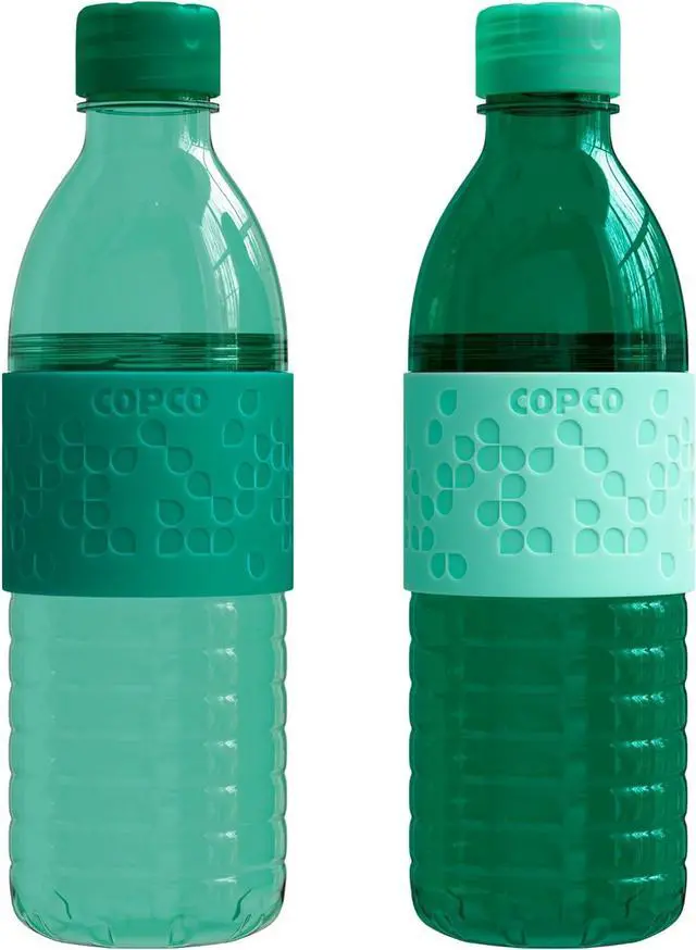 Main image of Copco Hydra 16.9oz Water Bottle, Set of 2 - Non-Slip Sleeve & BPA-Free Tritan Plastic - Dishwasher Safe, Reusable To Go Bottle - Leak-Proof, Spill-Proof, Portable Water Bottle (Green & Hunter Green)