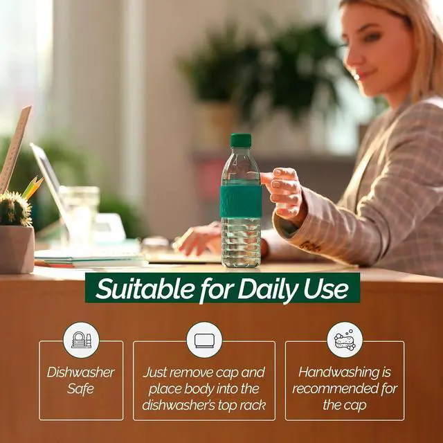 Alt view image 6 of 7 - Copco Hydra 16.9oz Water Bottle, Set of 2 - Non-Slip Sleeve & BPA-Free Tritan Plastic - Dishwasher Safe, Reusable To Go Bottle - Leak-Proof, Spill-Proof, Portable Water Bottle (Green & Hunter Green)