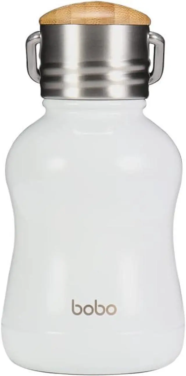 Main image of YOHKOH Mini Vacuum Insulated Water Bottle With Bamboo Lid - Stainless Steel Thermos Water Bottle for Women Girls Kids, Metal Sports Hot and Cold Water Bottle Leak-Proof BPA-Free (6.4oz,White)