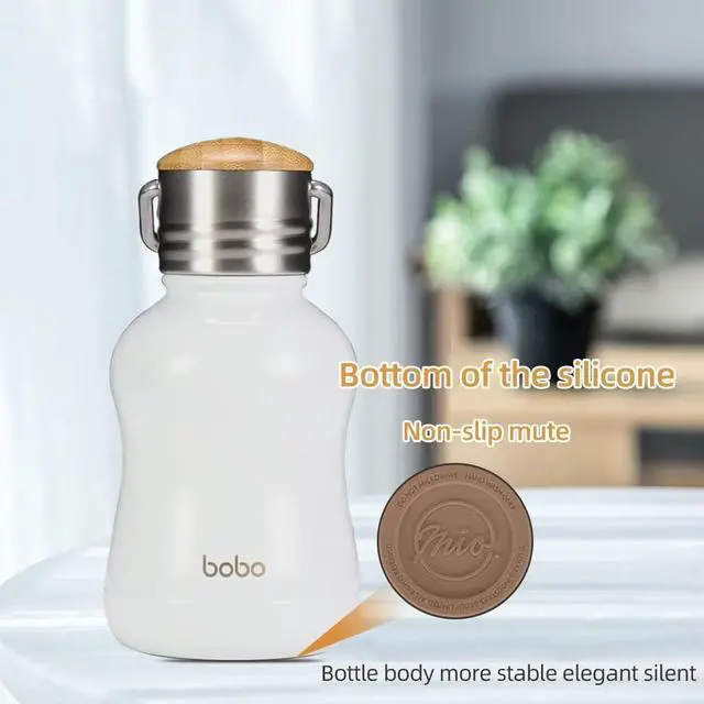 Alt view image 5 of 7 - YOHKOH Mini Vacuum Insulated Water Bottle With Bamboo Lid - Stainless Steel Thermos Water Bottle for Women Girls Kids, Metal Sports Hot and Cold Water Bottle Leak-Proof BPA-Free (6.4oz,White)