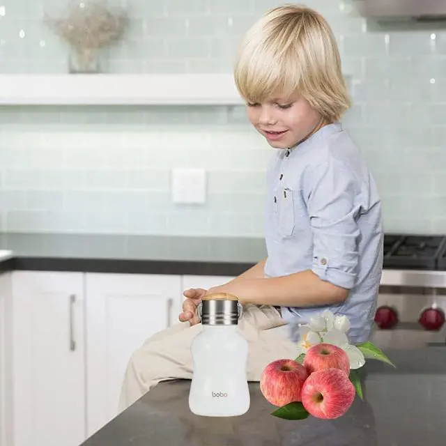 Alt view image 7 of 7 - YOHKOH Mini Vacuum Insulated Water Bottle With Bamboo Lid - Stainless Steel Thermos Water Bottle for Women Girls Kids, Metal Sports Hot and Cold Water Bottle Leak-Proof BPA-Free (6.4oz,White)