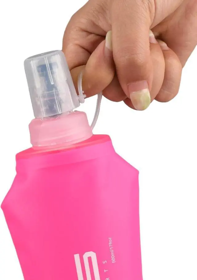 Alt view image 5 of 6 - Folding Soft Flask Portable Collapsible Running Lightweight Water Bottle for Outdoor Sports,Travel with Mouthpeice Cover