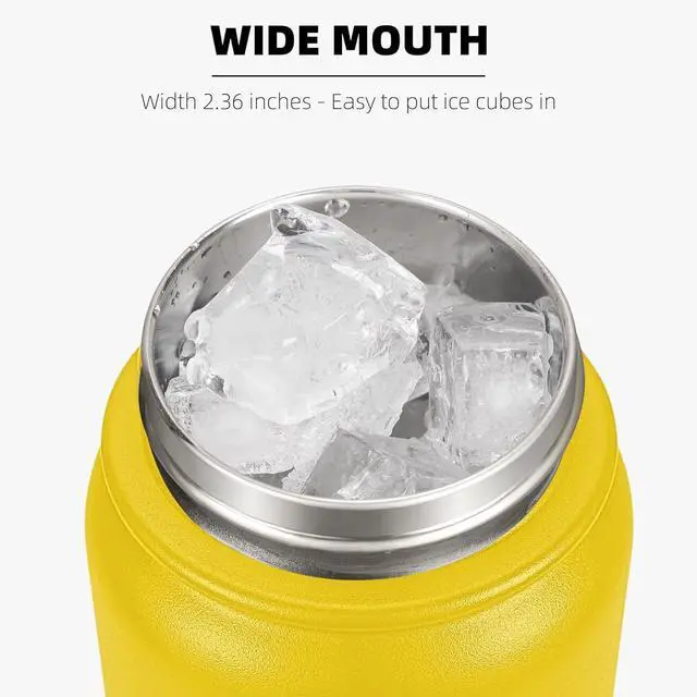 Alt view image 5 of 7 - Fanhaw 32 Oz Stainless Steel Insulated Sports Water Bottles with Straw for Kids, Men and Women (Yellow)