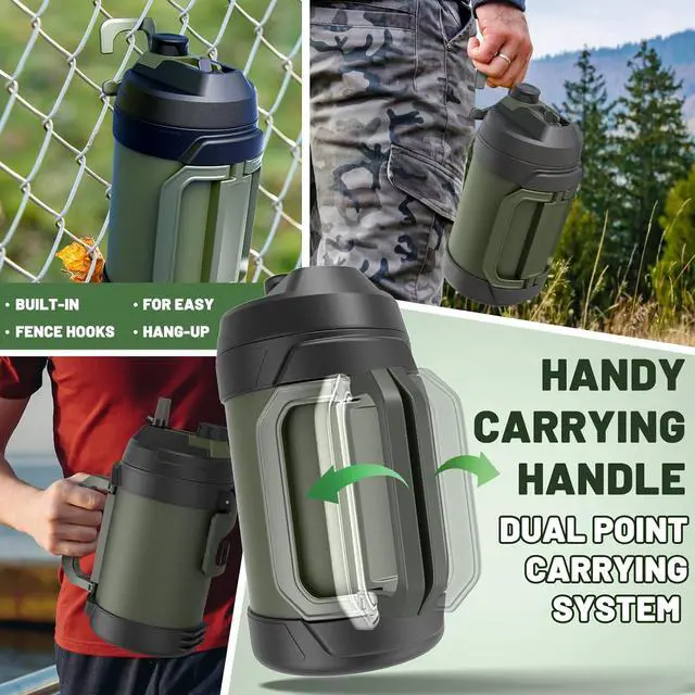 Alt view image 4 of 7 - Hydraful Gallon Water Bottle, 128 oz Large Insulated Stainless Steel Sports Water Jug, Large Triple Wall Vacuum Insulation Water Bottle-Keeps Cold up to 48 Hrs-Sweat Proof, for Gym, Hiking & Camping