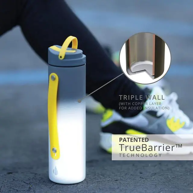 Alt view image 7 of 7 - Elemental Iconic Stainless Steel Water Bottle with Straw - 20 oz Leak Proof Triple Wall Insulated Water Bottles for Travel and Sports - Reusable Gym Water Bottle with 2 Straws - Lightning Storm