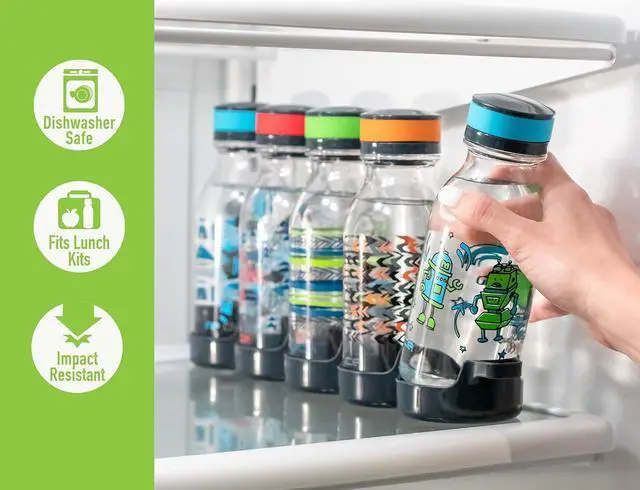 Alt view image 7 of 7 - REDUCE WaterWeek Refillable Water Bottles, 14 oz - Includes 5 WaterWeek Leak Proof Tritan Reusable Water Bottles - Includes Fridge Tray - Berry Fun