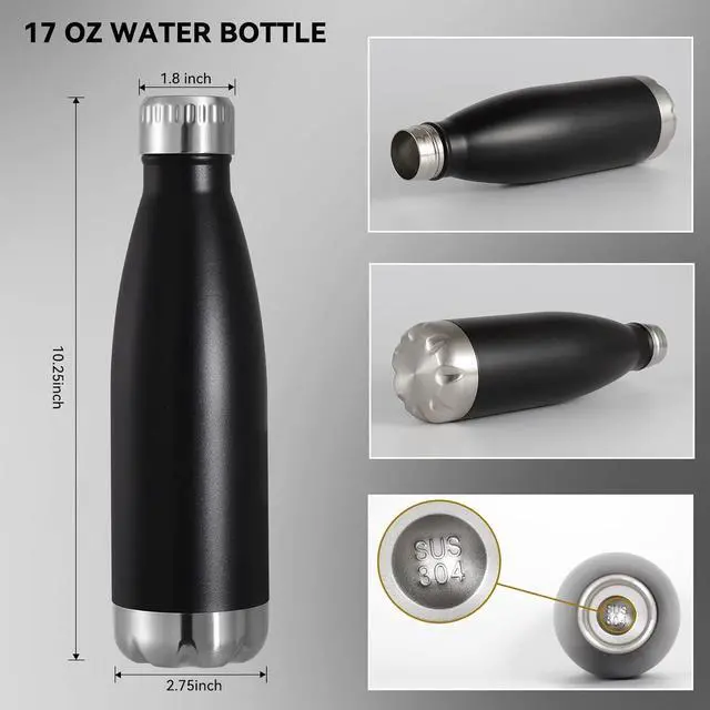 Alt view image 3 of 7 - VEGOND 17oz Stainless Steel Water Bottles Bulk, Reusable Metal Sports Water Bottle Keeps Drink Hot and Cold, BPA Free Double Wall Vacuum Cola Shape Insulated Water Bottles for Camping Gym, 4 Pack
