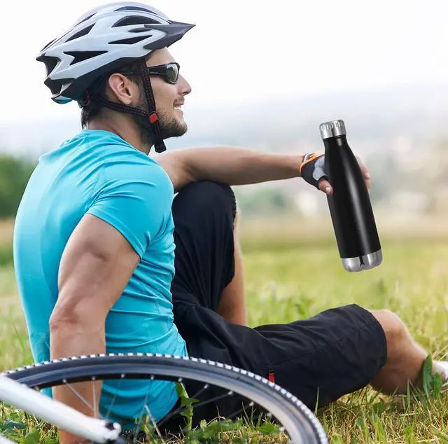 Alt view image 7 of 7 - VEGOND 17oz Stainless Steel Water Bottles Bulk, Reusable Metal Sports Water Bottle Keeps Drink Hot and Cold, BPA Free Double Wall Vacuum Cola Shape Insulated Water Bottles for Camping Gym, 4 Pack