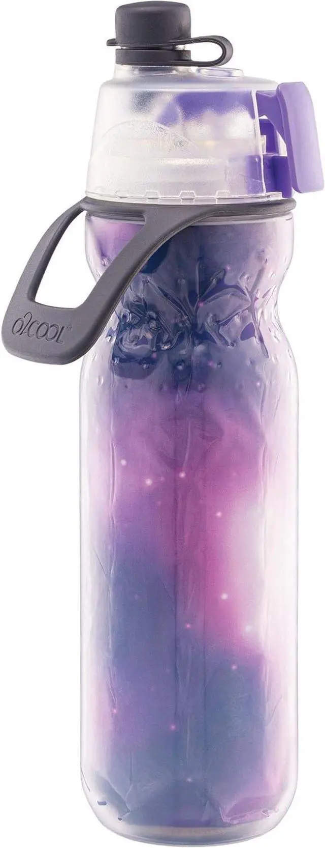 Alt view image 2 of 7 - O2COOL Mist 'N Sip Misting Water Bottle 2-in-1 Mist And Sip Function With No Leak Pull Top Spout Reusable Sports Water Bottle - 20 oz (Tie Dye/Celestial Purple)